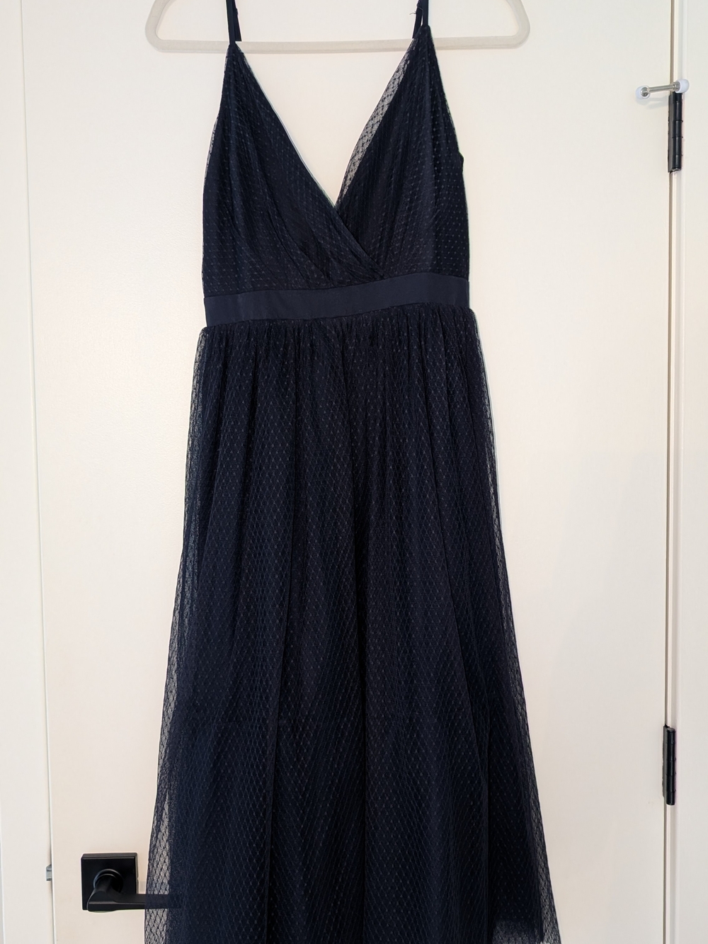 Express Navy Mesh V-Neck Maxi Dress